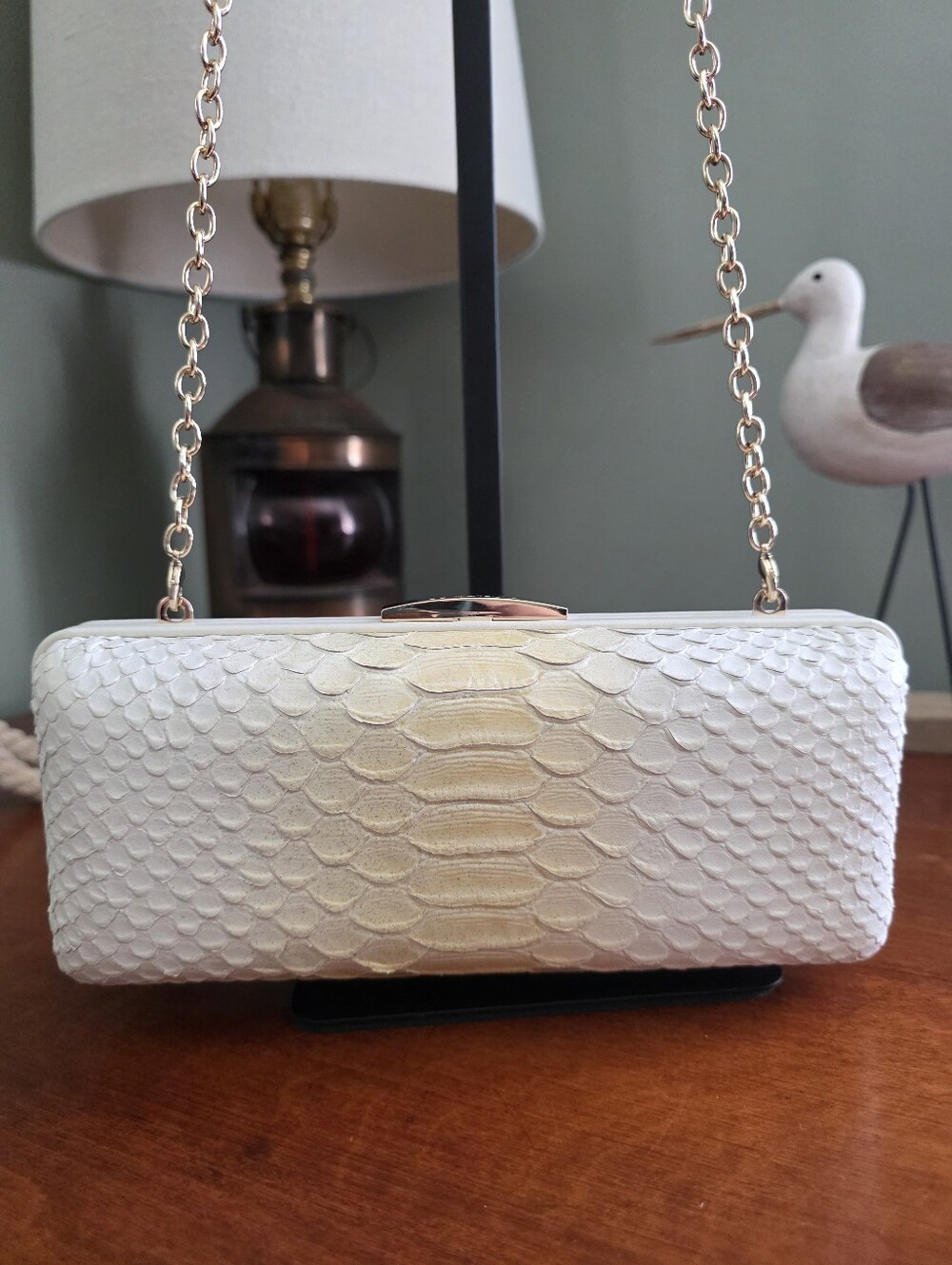 Coach 51550 Madison Pinnacle Minaudiere Ivory Python Embossed Leather Clutch - Picture 4 of 16